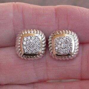 Retired David Yurman Albion Diamond Earrings - 18K/925 - Large Backs